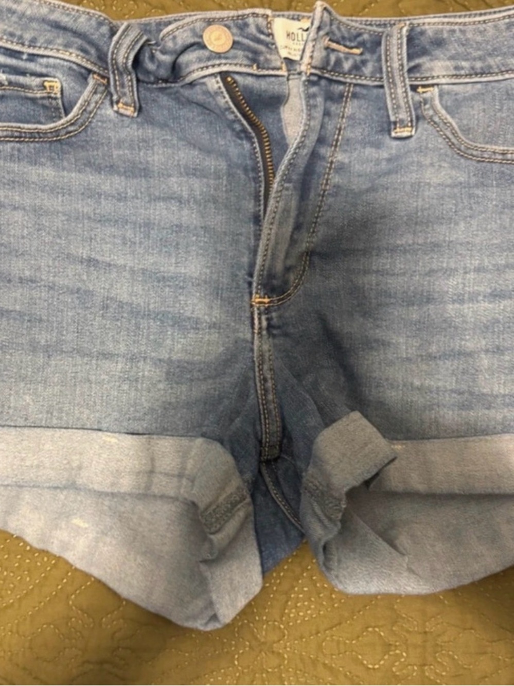 Hollister Light Wash Cuffed Denim Shorts
